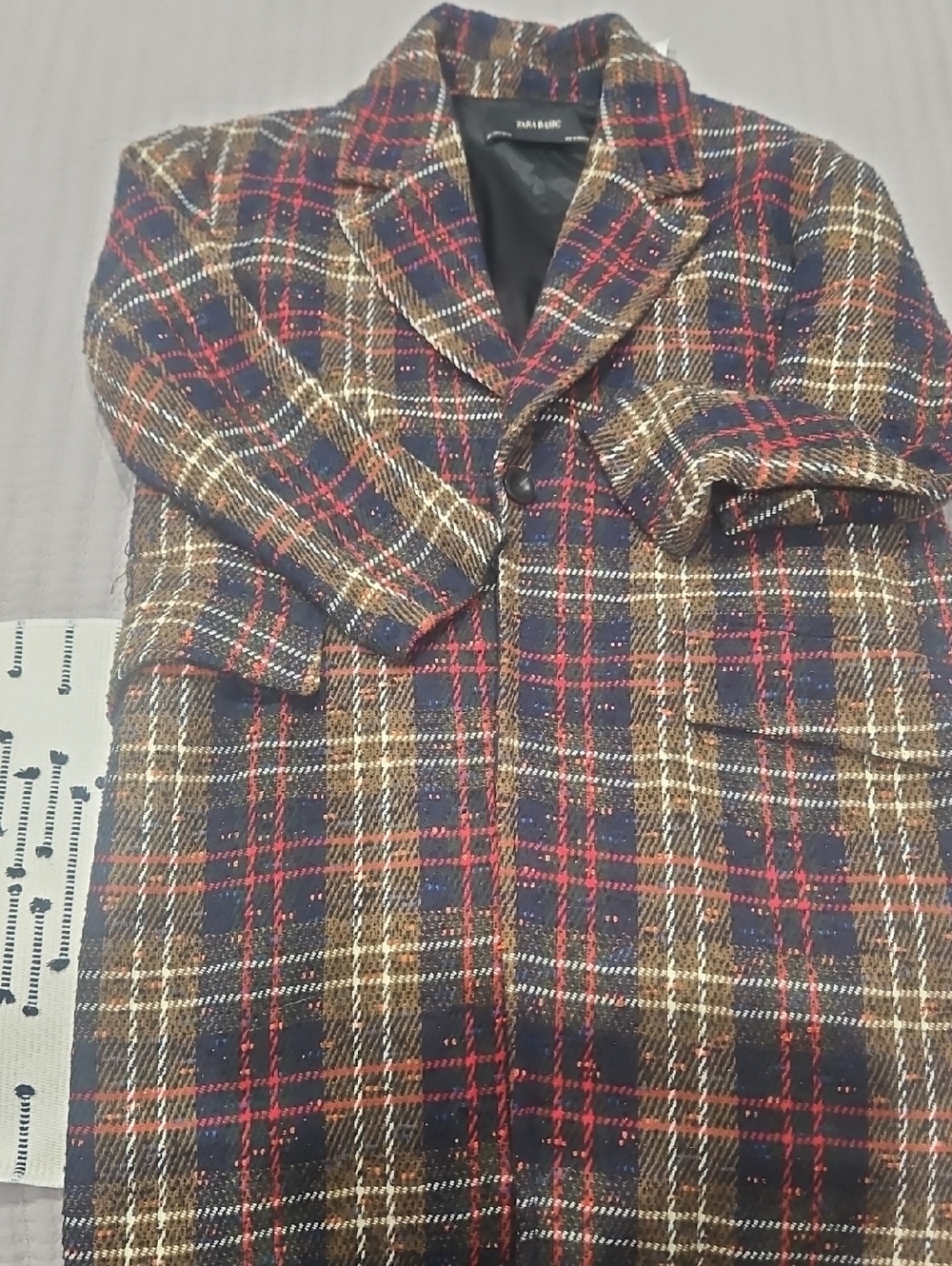 Zara Plaid Blazer in Navy, Brown & Red
